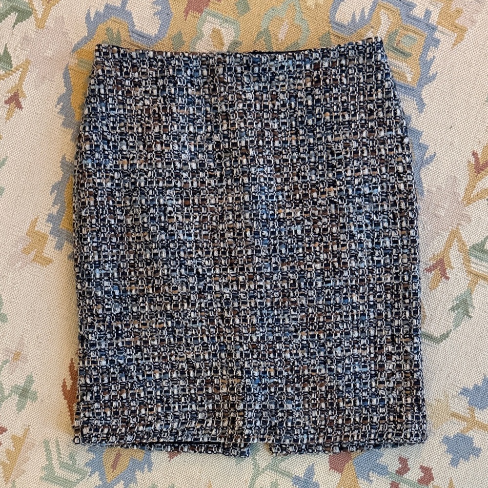 Talbots Navy Tweed Pencil Skirt